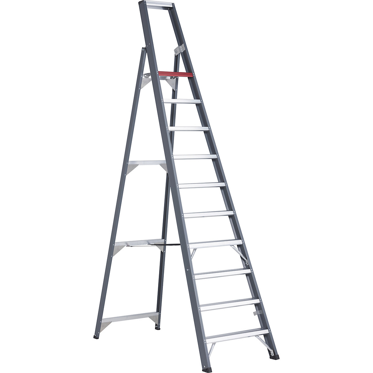 Scala a libro in alluminio, salita da un lato – Altrex, con vaschetta, 10 gradini, altezza di lavoro 4350 mm-0