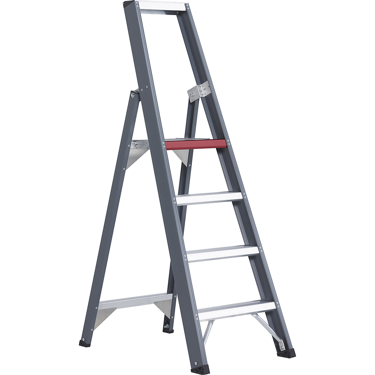 Scala a libro in alluminio, salita da un lato – Altrex, con vaschetta, 4 gradini, altezza di lavoro 2950 mm-0