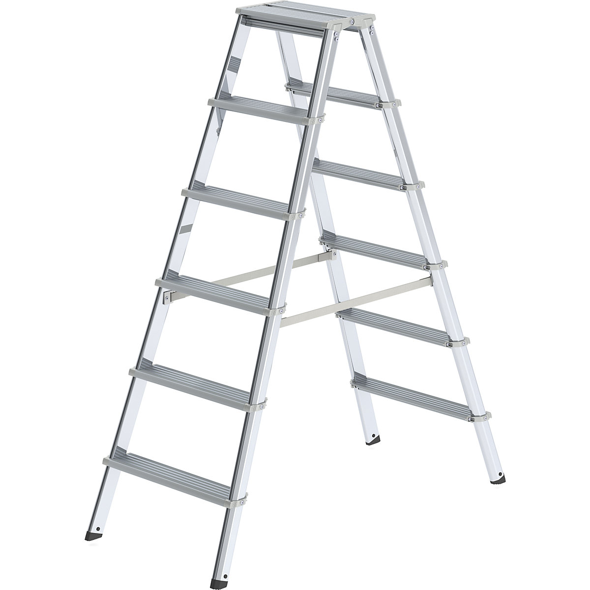 Scala a libro in alluminio, salita su ambo i lati – MUNK, con montante ergonomico, 2 x 6 gradini, altezza di lavoro 3000 mm-0