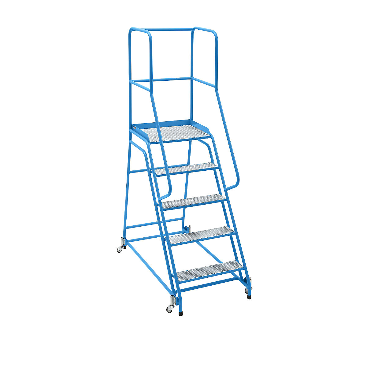 Scala a palchetto, mobile – eurokraft pro, piattaforma e gradini con griglia romboidale, con 5 gradini-0