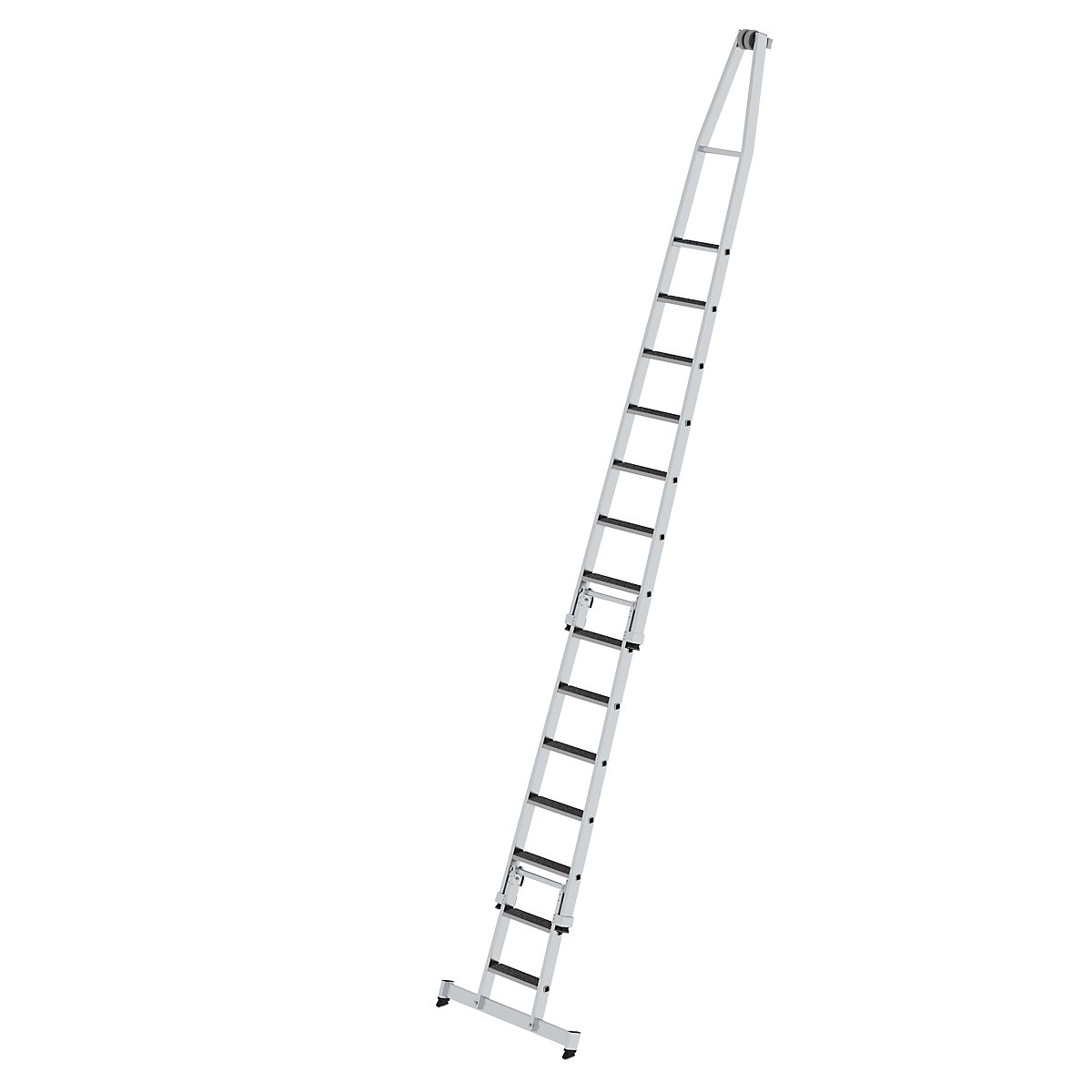 Scala a gradini in alluminio per lavavetri – MUNK, con rivestimento antiscivolo, 3 elementi, 14 gradini-0