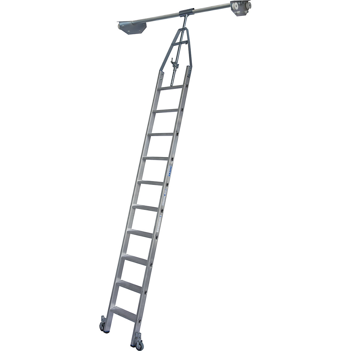 Scala a gradini per scaffalature – KRAUSE, scaffalatura doppia con sistema di scorrimento integrato per guide tubolari, 10 gradini-0