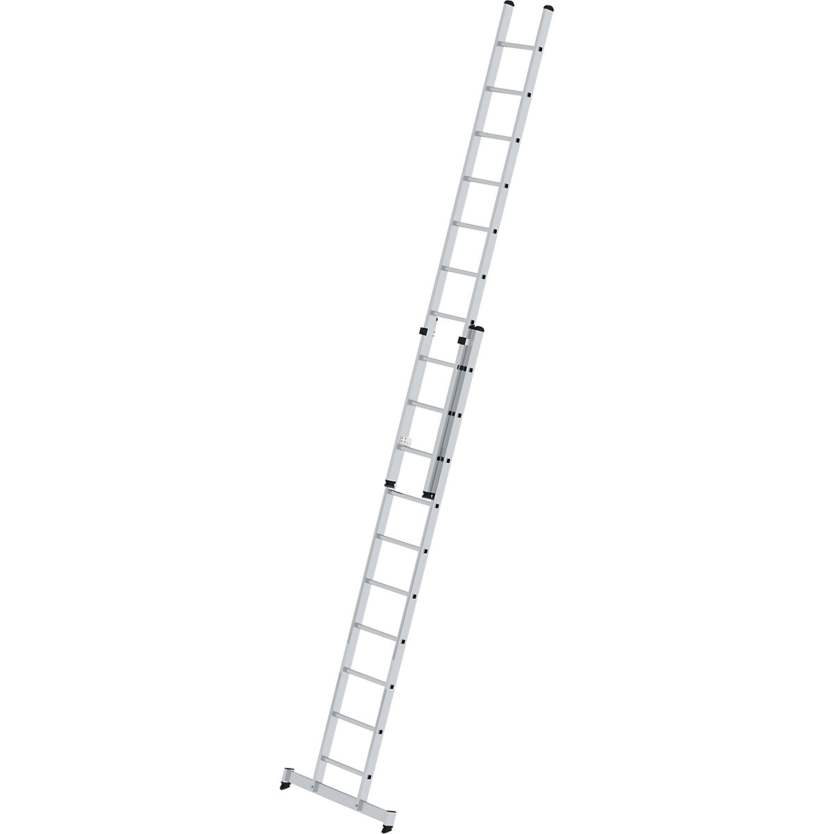 Scala d'appoggio regolabile in altezza – MUNK, scala scorrevole, 2 elementi, 2 x 10 pioli, con traversa nivello®-0
