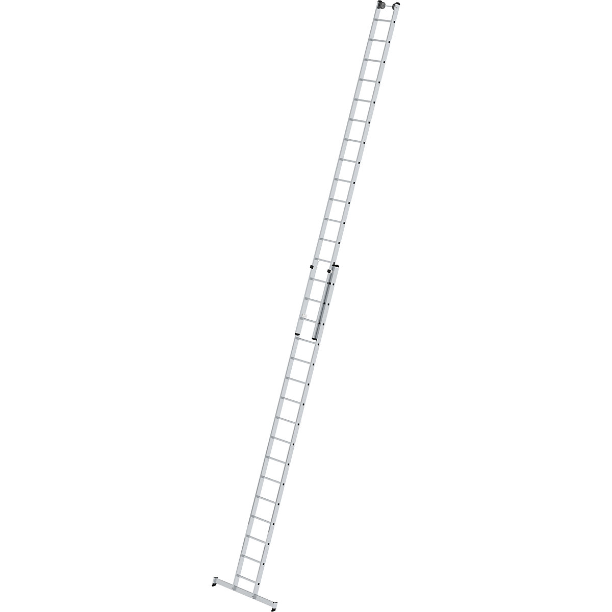 Scala d'appoggio regolabile in altezza – MUNK, scala scorrevole, 2 elementi, 2 x 16 pioli, con traversa nivello®-0