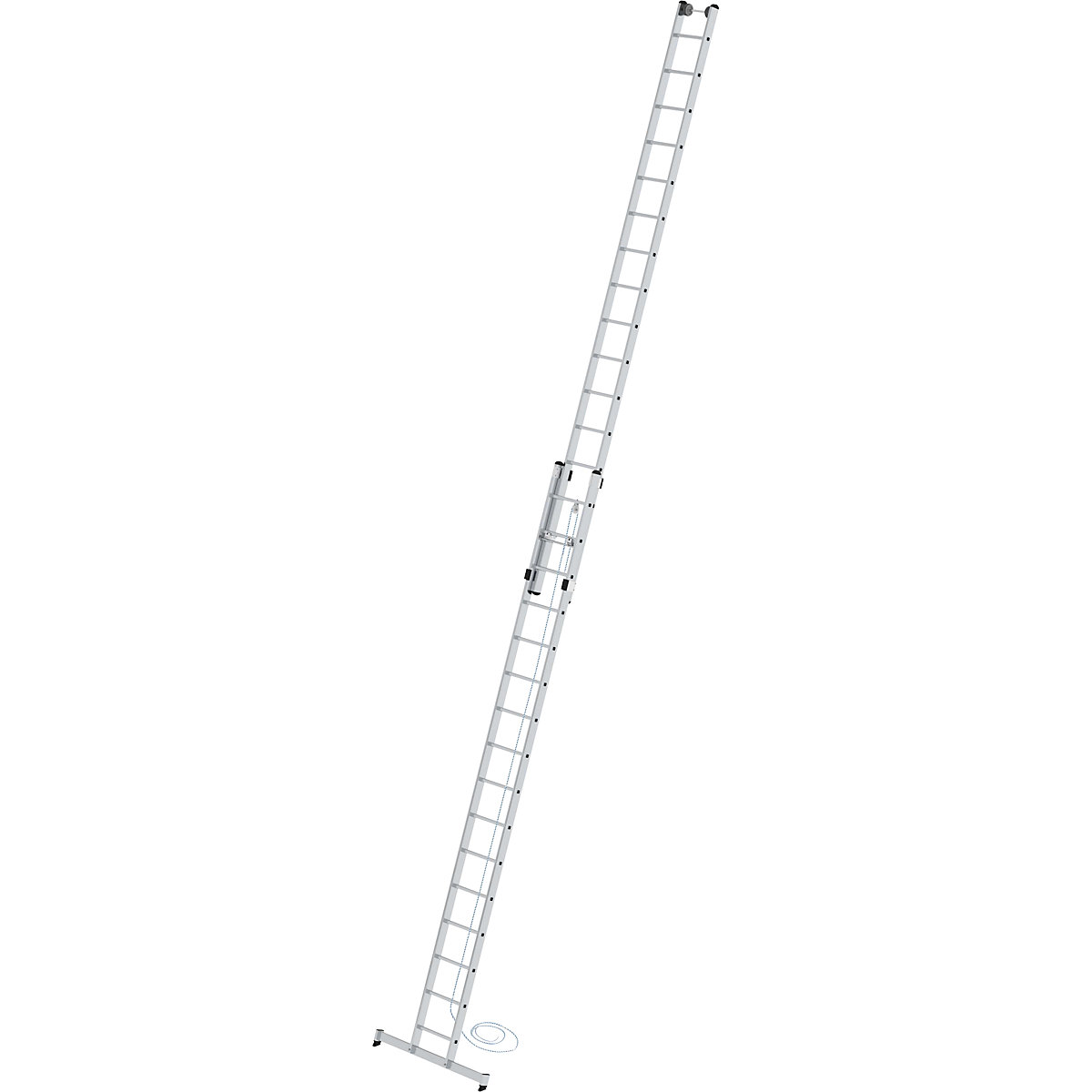 Scala d'appoggio regolabile in altezza – MUNK, scala estraibile, in 2 pezzi con traversa nivello®, 2 x 16 pioli-0