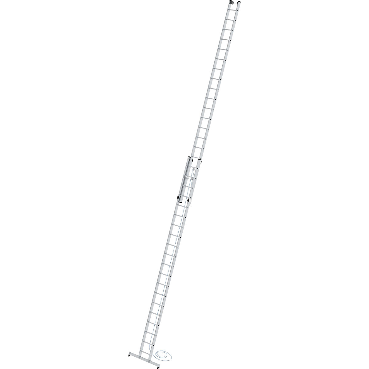 Scala d'appoggio regolabile in altezza – MUNK, scala estraibile, in 2 pezzi con traversa nivello®, 2 x 20 pioli-0
