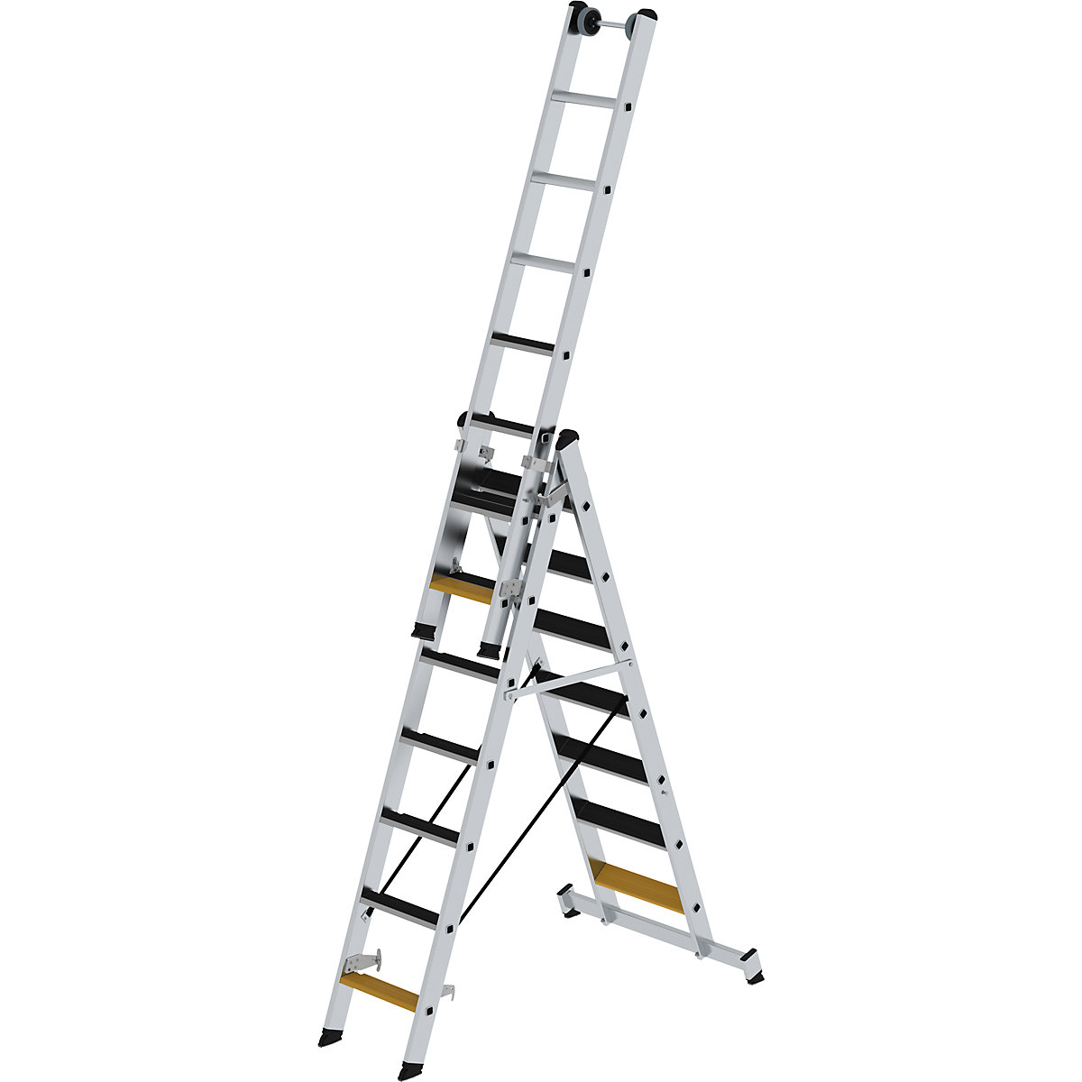 Scala multiuso a gradini – MUNK, in 3 parti, con traversa e rivestimento antiscivolo, 3 x 7 gradini-0
