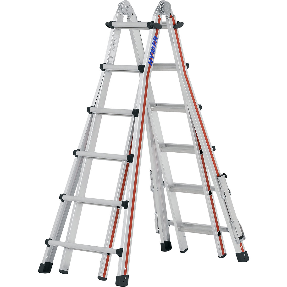 Scala telescopica – HYMER, SC 40, con stabilizzatori ribaltabili, 4 x 6 pioli-0