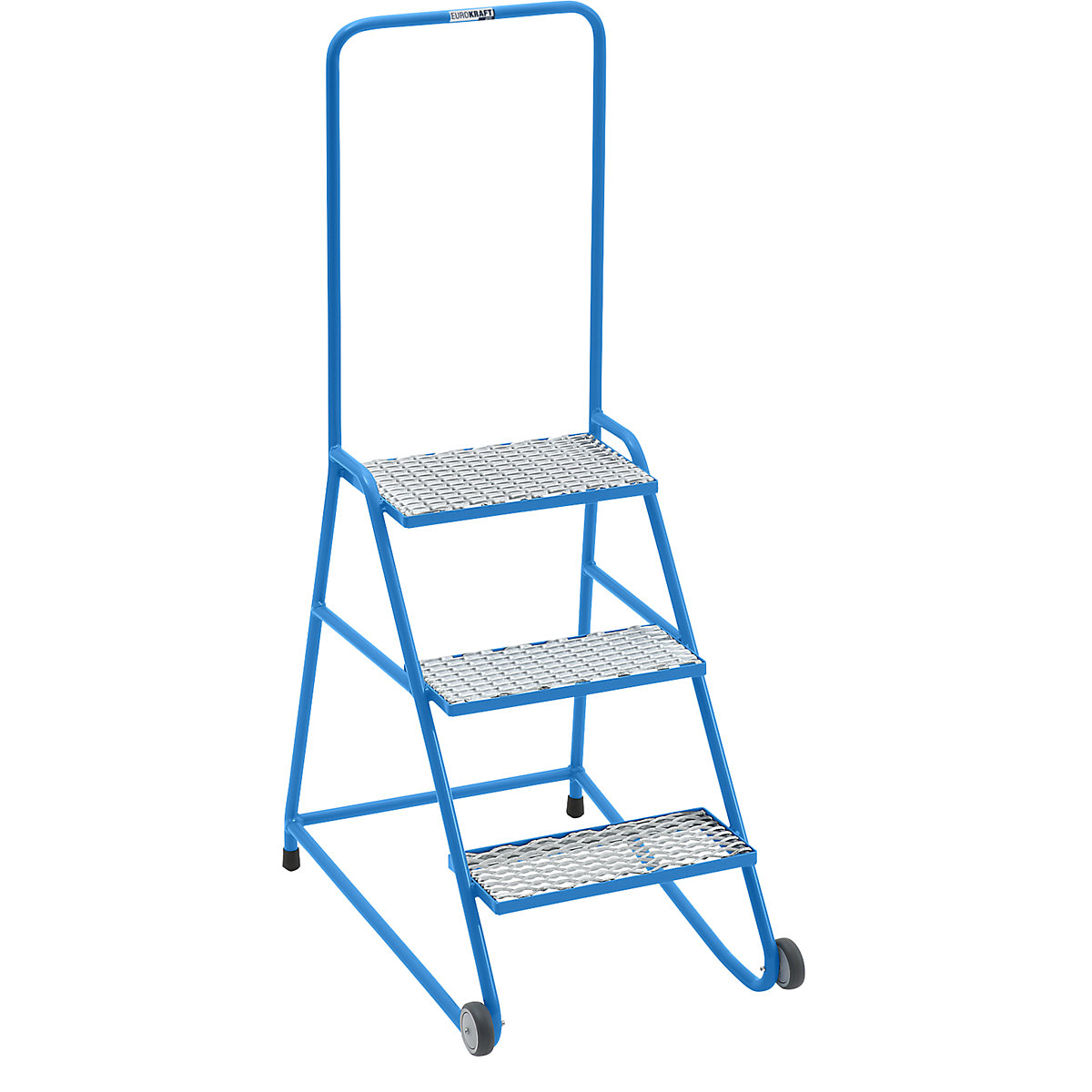 Scaletta a sgabello mobile – eurokraft pro, gradini con griglia romboidale, 3 gradini-0