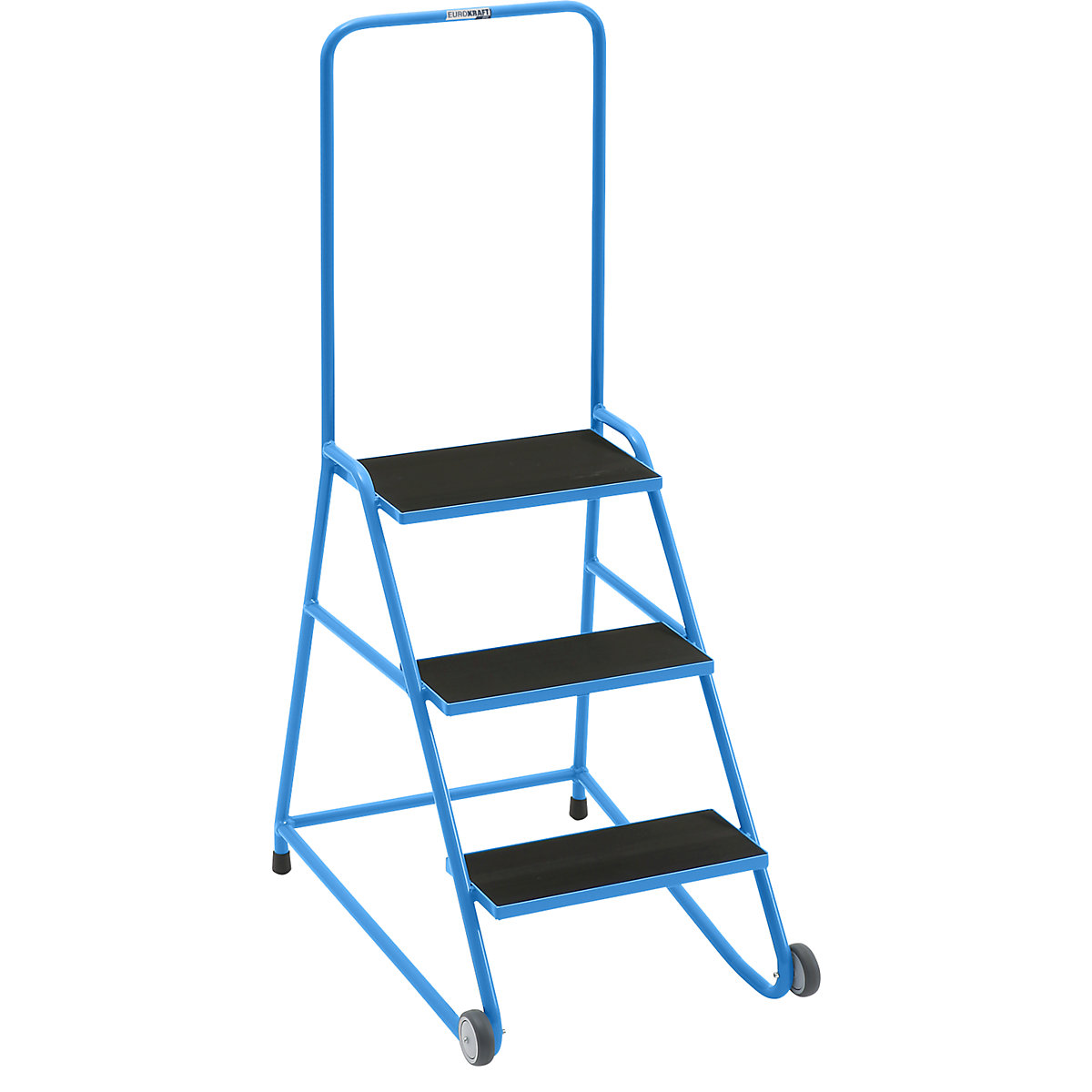 Scaletta a sgabello mobile – eurokraft pro, gradini con gomma rigata, 3 gradini-0