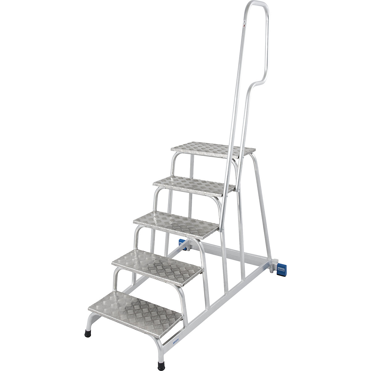 Scaletta mobile per lavori di montaggio STABILO – KRAUSE, 2 rotelle a supporto fisso, corrimano su un lato, 5 gradini-0