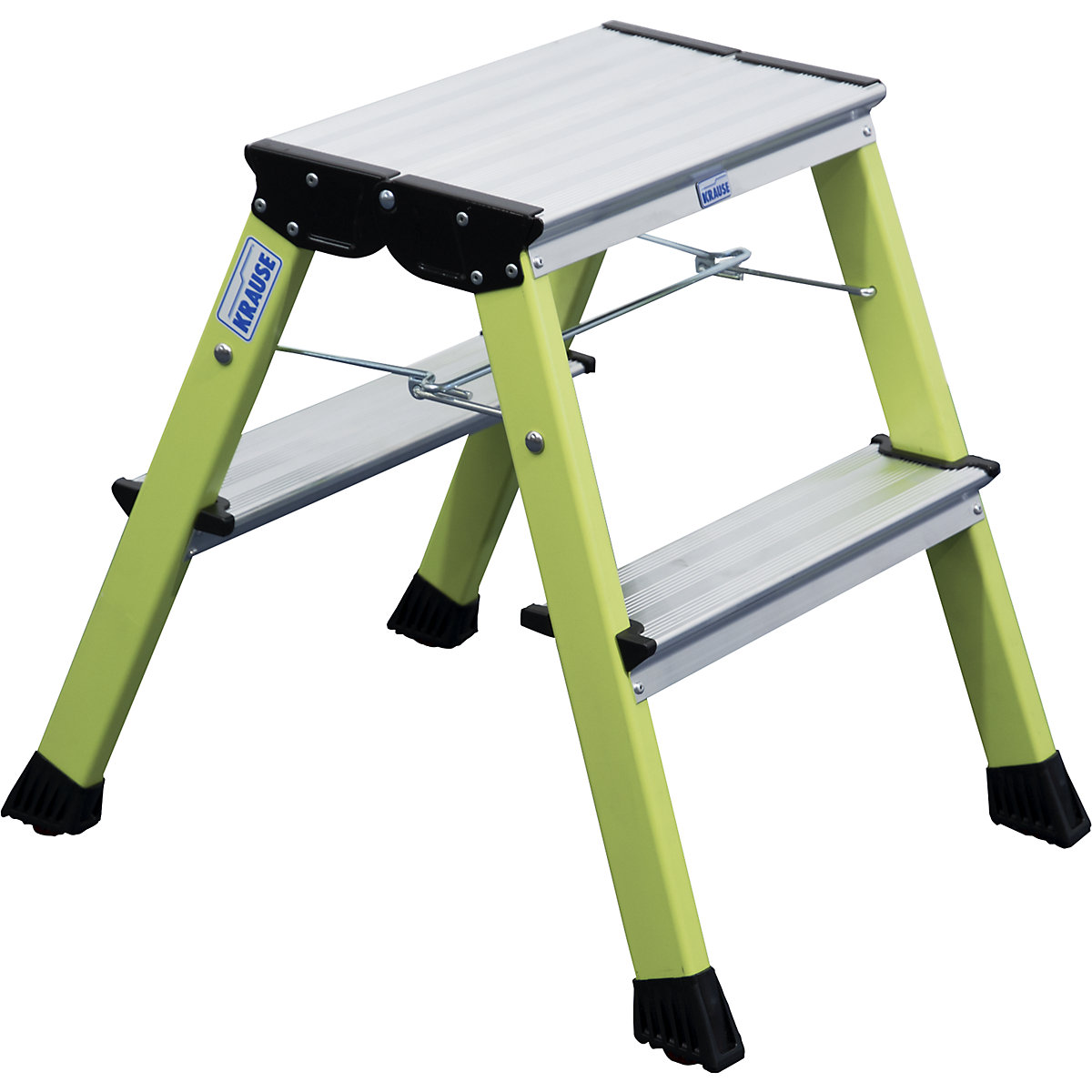 Scaletta pieghevole in alluminio – KRAUSE, con rotelle, 2 x 2 gradini, verde-0