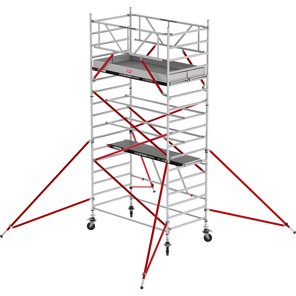 Trabattello mobile RS TOWER 55 – Altrex, piattaforma in legno, lunghezza 3,05 m, altezza di lavoro 5,80 m-0