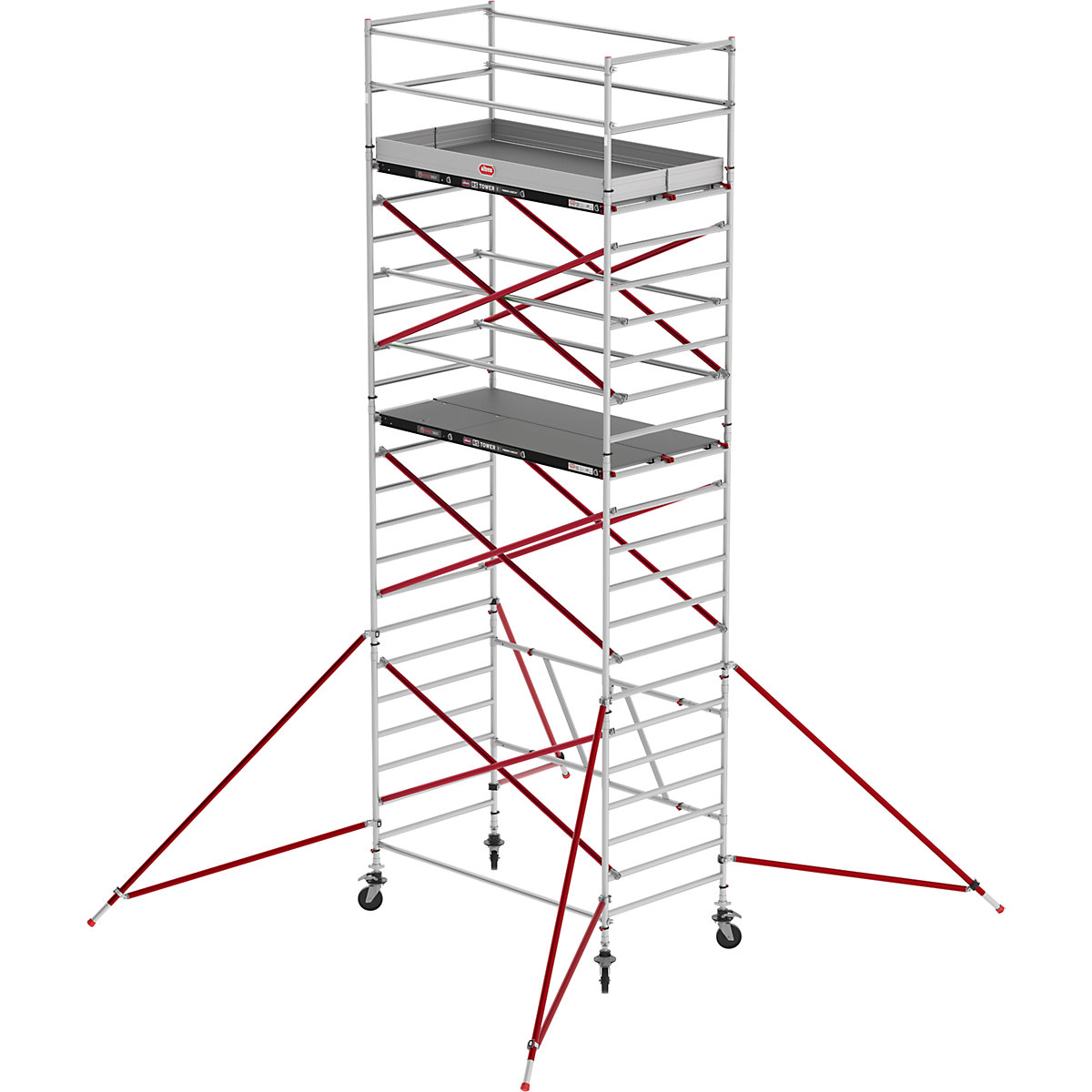 Trabattello mobile RS TOWER 55 – Altrex, piattaforma in legno, lunghezza 3,05 m, altezza di lavoro 7,80 m-0