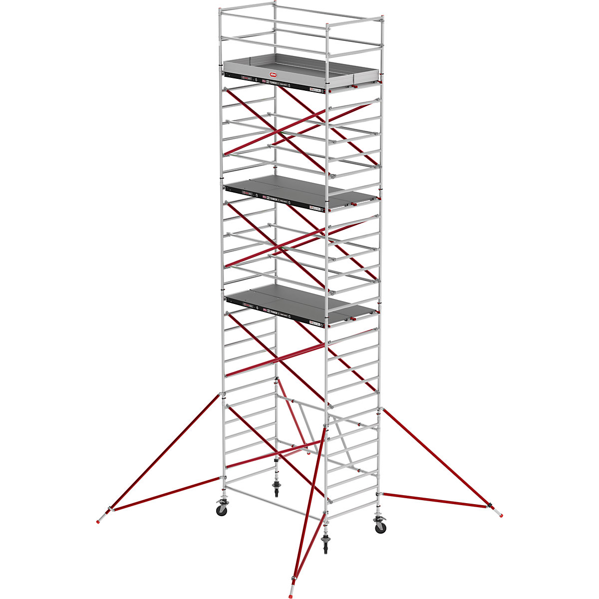 Trabattello mobile RS TOWER 55 – Altrex, piattaforma in legno, lunghezza 3,05 m, altezza di lavoro 9,80 m-0