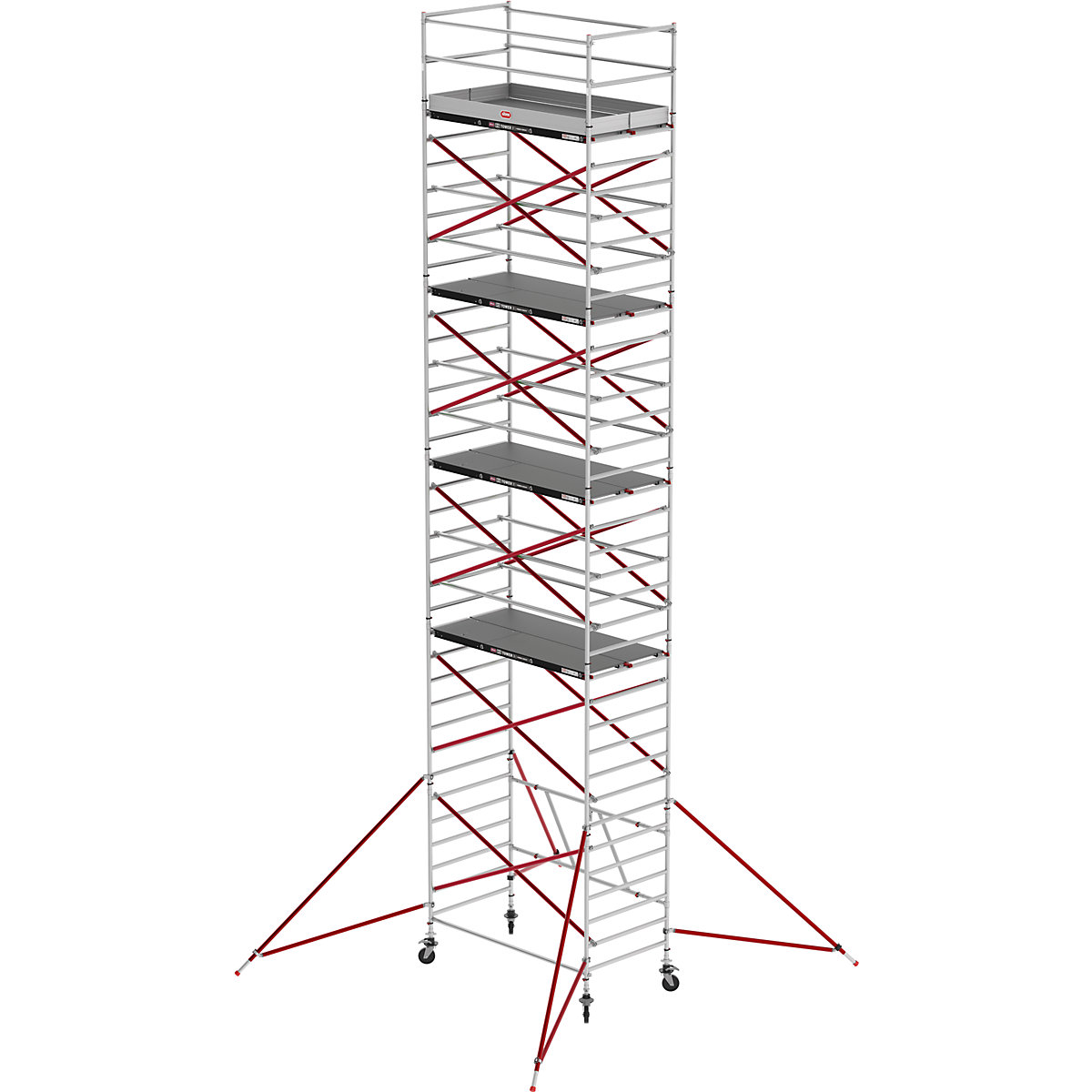 Trabattello mobile RS TOWER 55 – Altrex, piattaforma in legno, lunghezza 3,05 m, altezza di lavoro 11,80 m-0