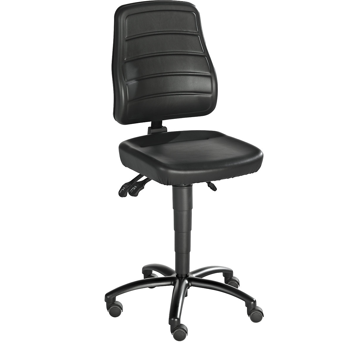 Scaun rotativ de lucru – eurokraft pro, piele sintetică, cu role-0