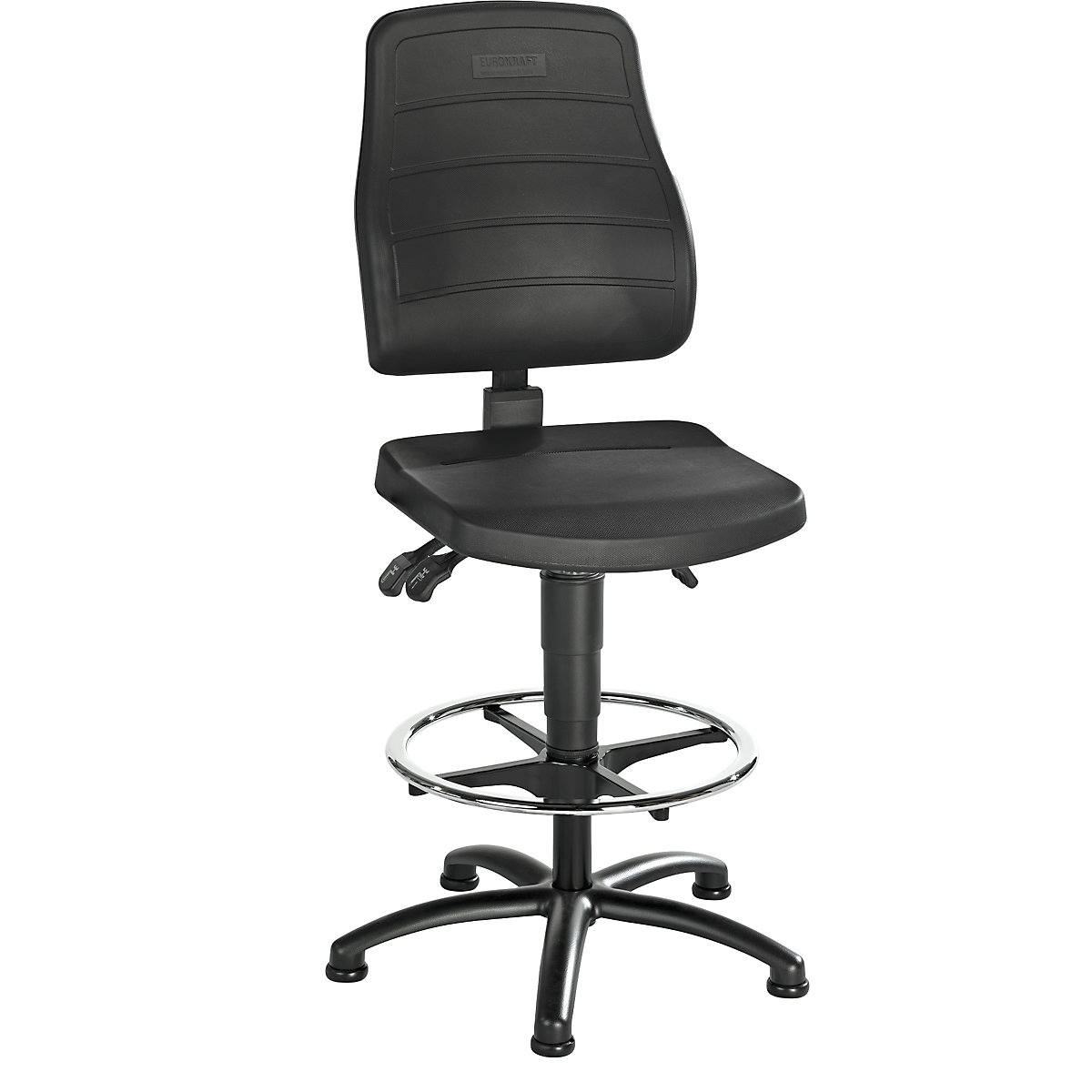 Scaun rotativ de lucru – eurokraft pro, spumă PU, cu glisoare pentru podea și inel de rezemare-0