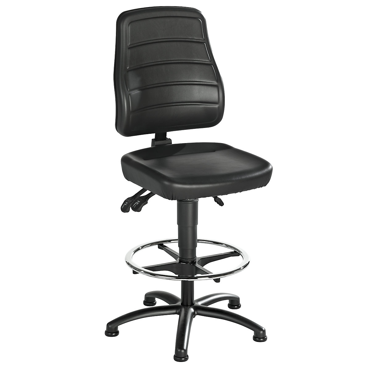 Scaun rotativ de lucru – eurokraft pro, piele sintetică, cu glisoare pentru podea și inel de rezemare-0