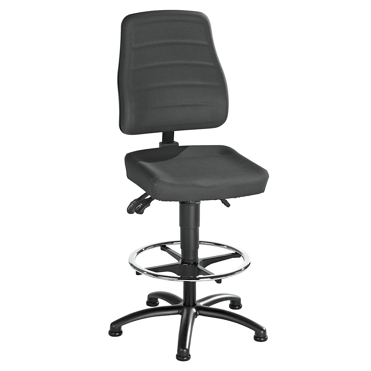 Scaun rotativ de lucru – eurokraft pro, Supertec, cu glisoare pentru podea și inel de rezemare-0