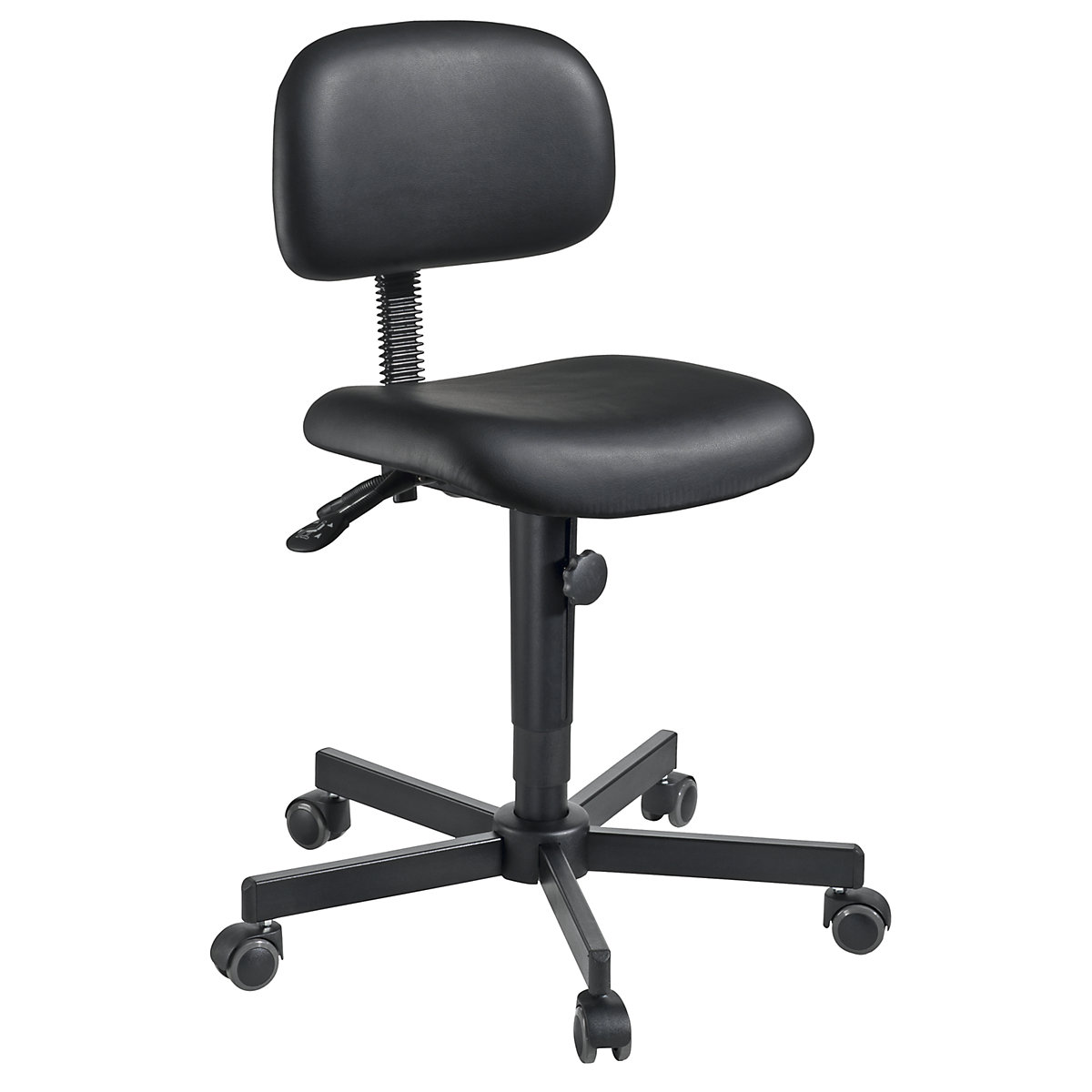 Scaun rotativ de lucru, reglare manuală a înălțimii – meychair, cu role, piele sintetică-0