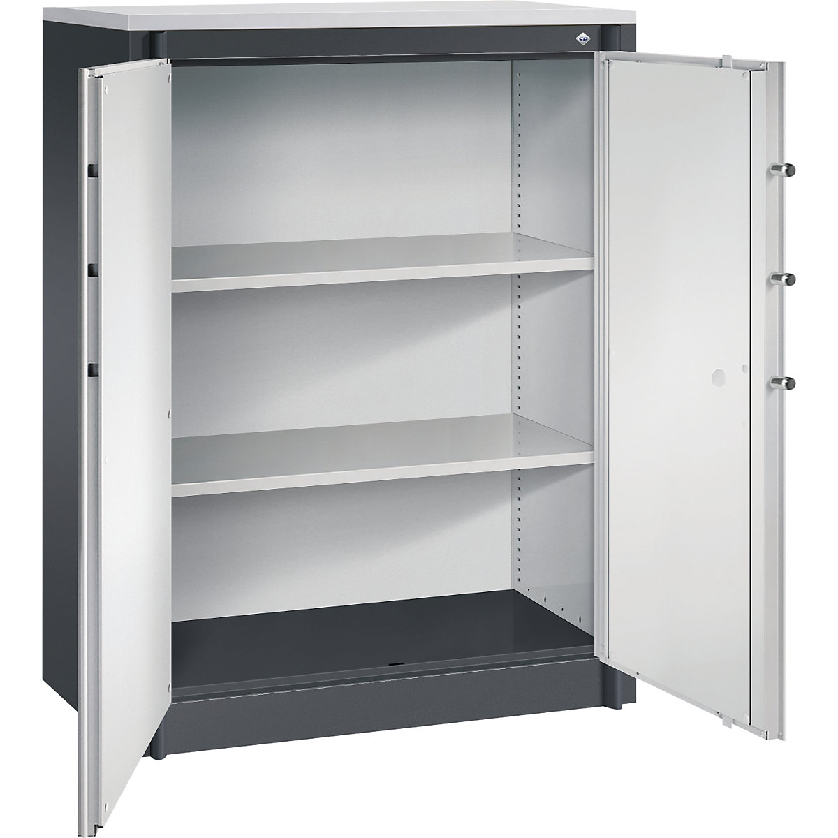 Feuerschutzschrank Certos C+P, gemäß DIN 4102, HxBxT 1226 x 926 x 500 mm, Korpus schwarzgrau / Tür lichtgrau-0
