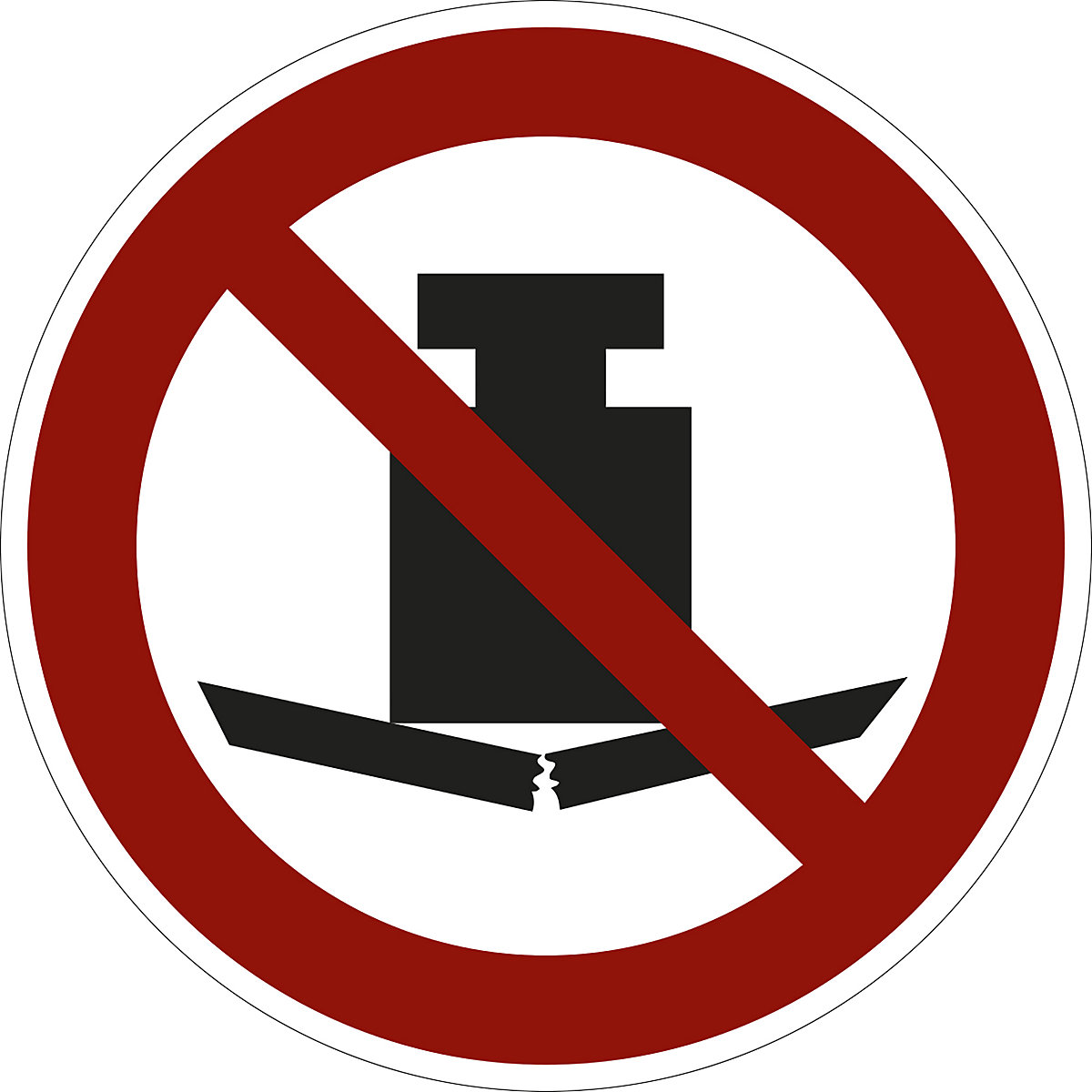 Señal de prohibición, prohibidas las cargas pesadas, UE 10 unid., plástico, Ø 200 mm