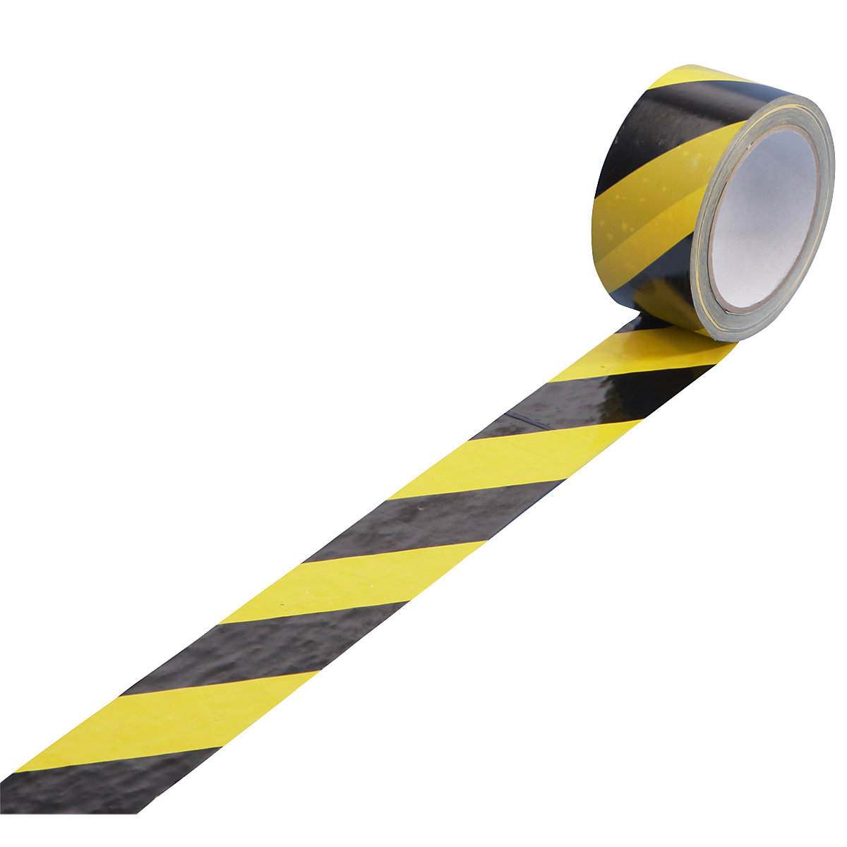 PVC warning tape – ratioform, black/yellow, pack of 6 rolls, tape width 50 mm-0