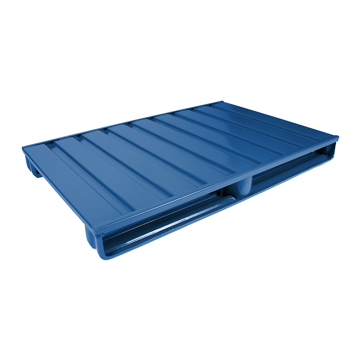 Flat steel pallet – Heson, LxW 1000 x 800 mm, max. load 2000 kg, gentian blue-4