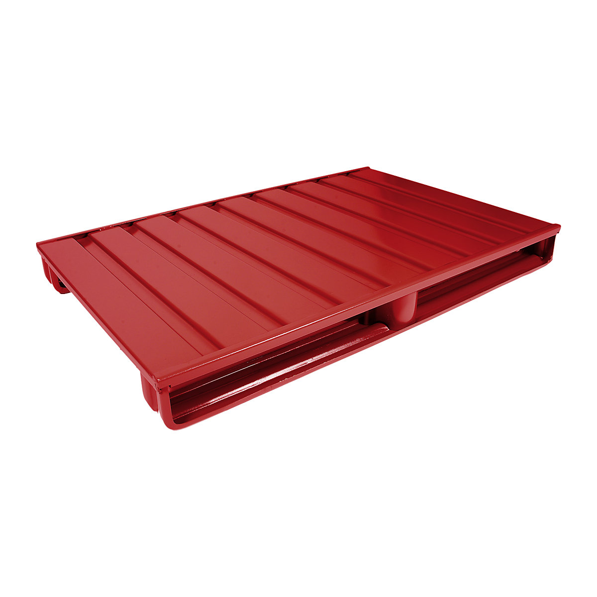 Flat steel pallet – Heson, LxW 1200 x 1000 mm, max. load 1500 kg, flame red, 10+ items-2