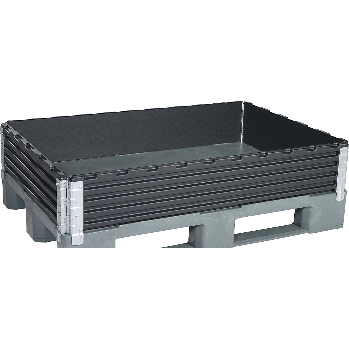 Plastic pallet collar, pack of 2, for 1200 x 800 mm Euro pallet, diagonally folding, with 4 hinges-1