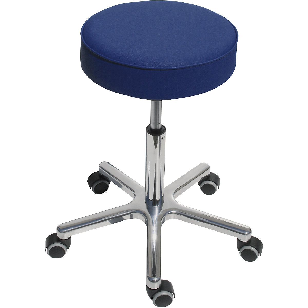 Sgabello da lavoro con pompa a gas, altezza regolabile, sedile in similpelle, Ø 360 mm, blu atollo-0