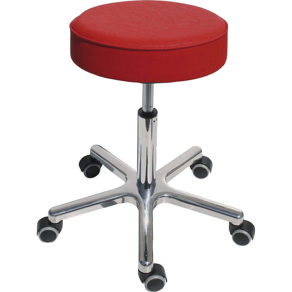 Sgabello da lavoro con pompa a gas, altezza regolabile, sedile in similpelle, Ø 360 mm, rosso fuoco-0