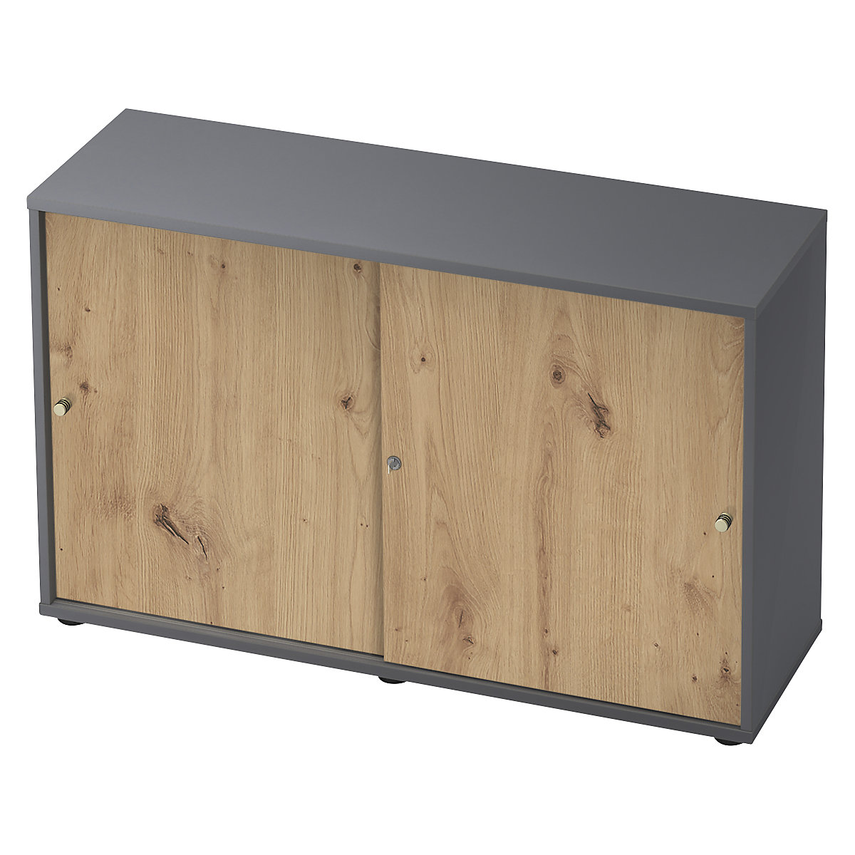 Armadio con ante scorrevoli – eurokraft pro, 1 ripiano, parete divisoria, grafite / rovere nodato-0