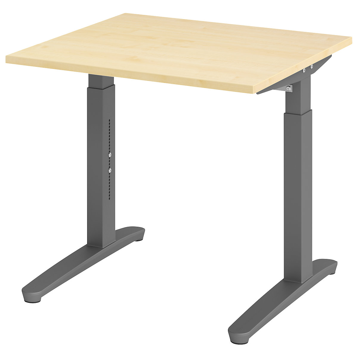Scrivania con basamento a C ANNY – eurokraft pro, regolabile in altezza 650 – 850 mm, larghezza 800 mm, simil-acero / grafite-0