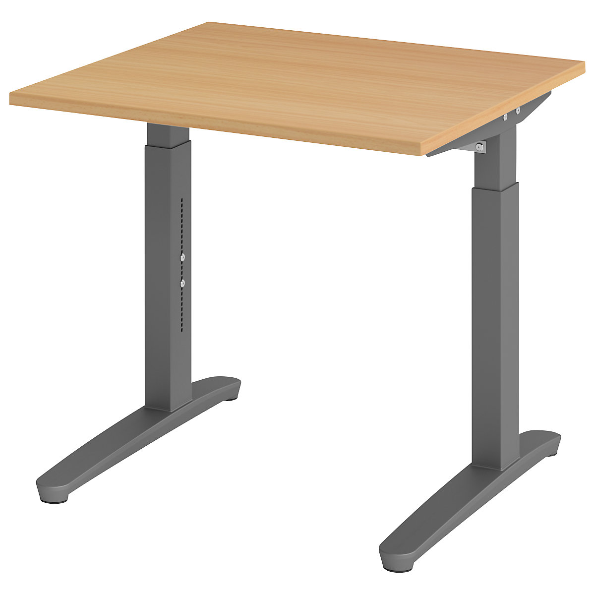 Scrivania con basamento a C ANNY – eurokraft pro, regolabile in altezza 650 – 850 mm, larghezza 800 mm, faggio / grafite-0