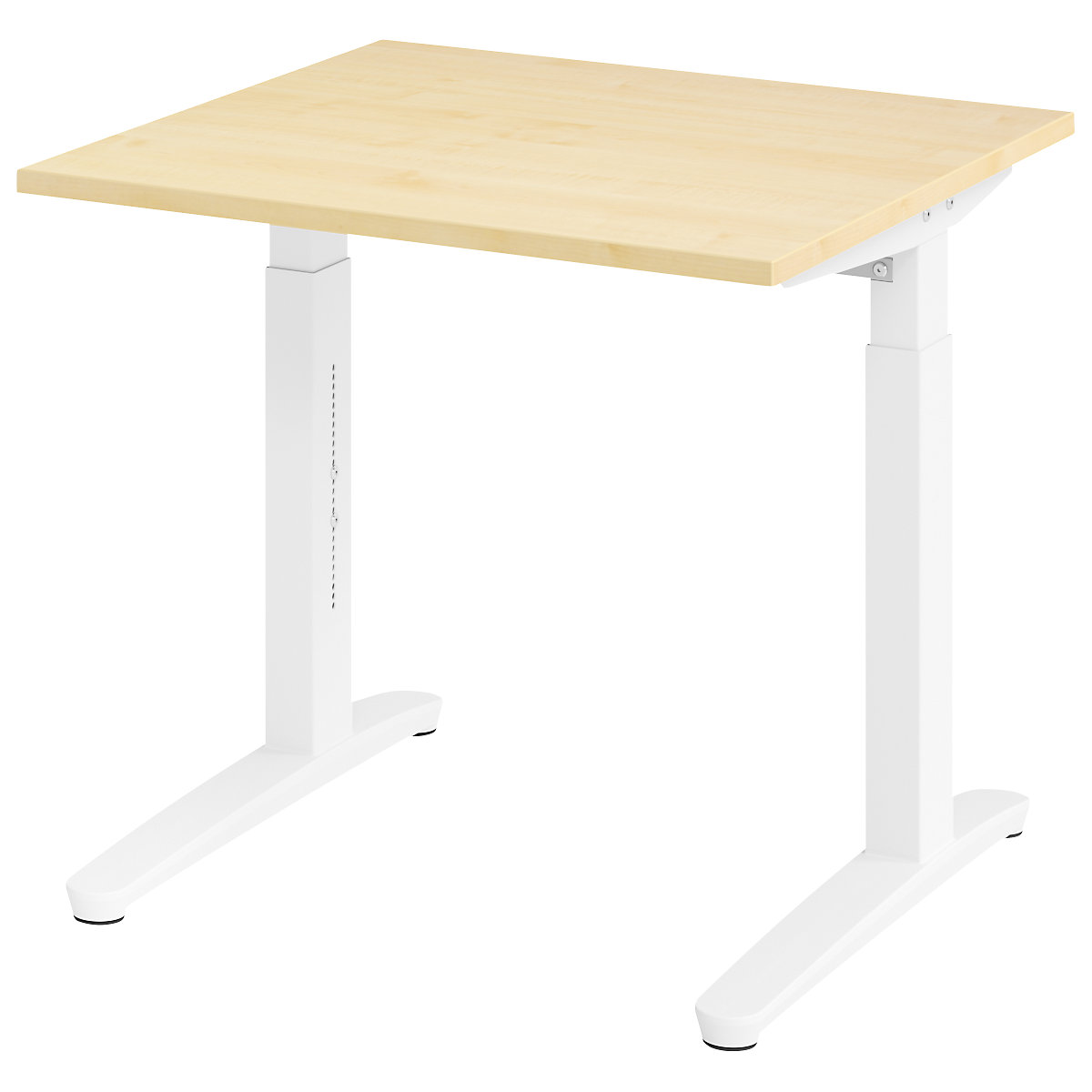 Scrivania con basamento a C ANNY – eurokraft pro, regolabile in altezza 650 – 850 mm, larghezza 800 mm, simil-acero / bianco-0