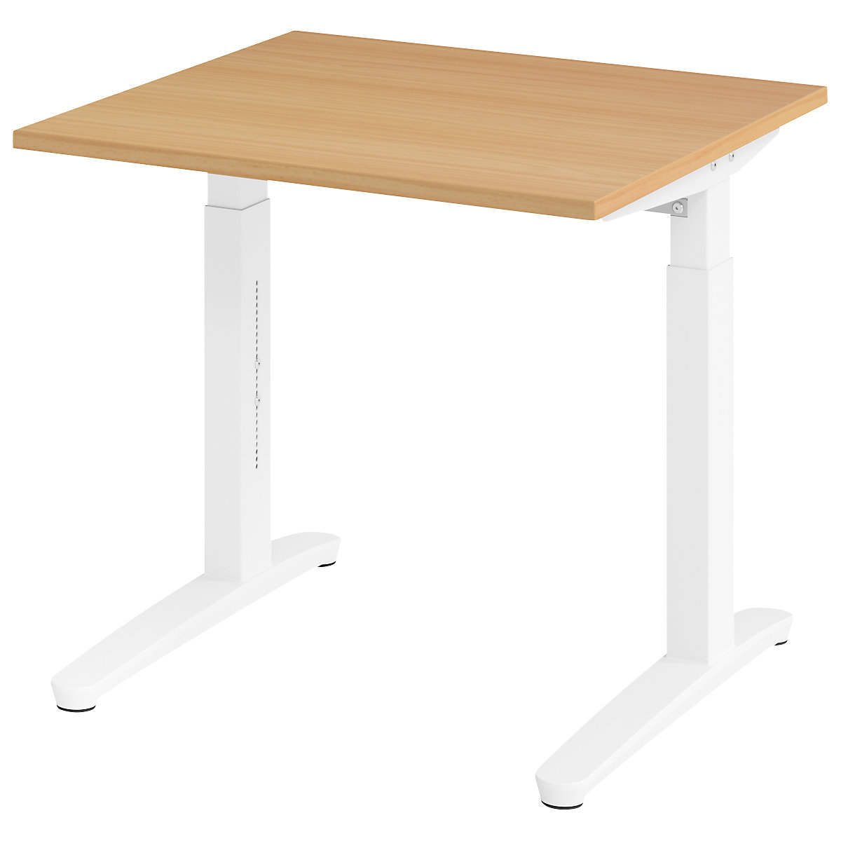 Scrivania con basamento a C ANNY – eurokraft pro, regolabile in altezza 650 – 850 mm, larghezza 800 mm, faggio / bianco-0