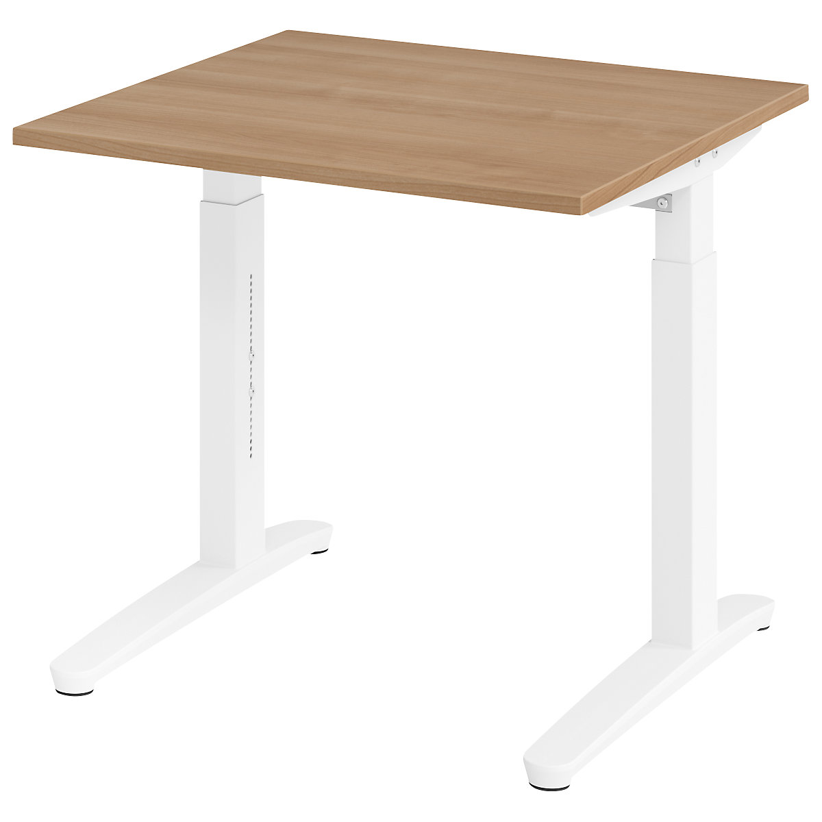 Scrivania con basamento a C ANNY – eurokraft pro, regolabile in altezza 650 – 850 mm, larghezza 800 mm, simil-noce / bianco-0