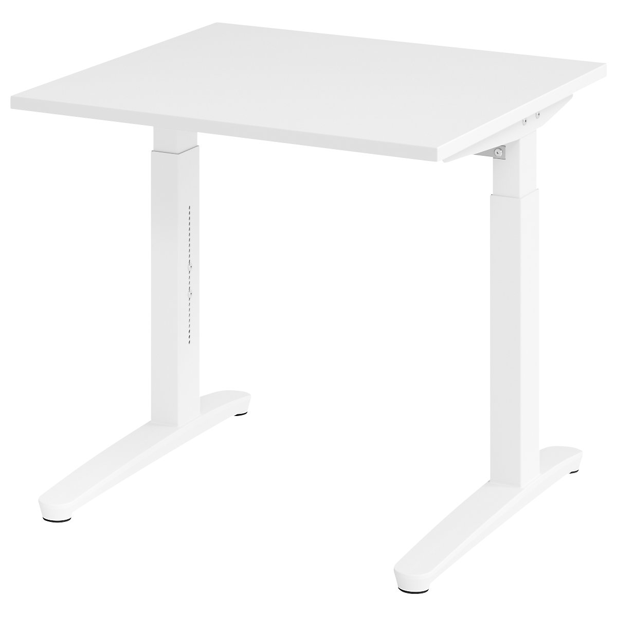 Scrivania con basamento a C ANNY – eurokraft pro, regolabile in altezza 650 – 850 mm, larghezza 800 mm, bianco / bianco-0