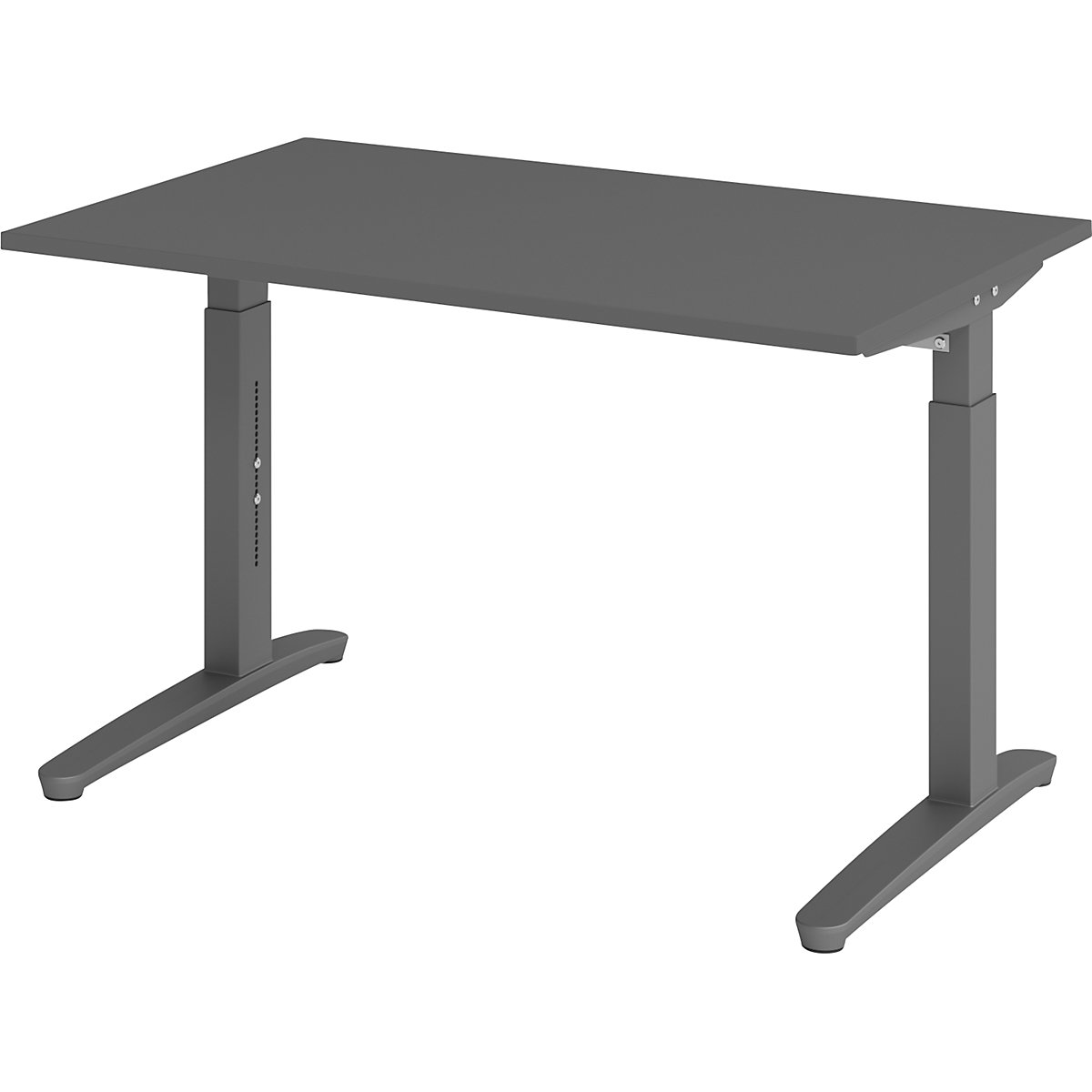 Scrivania con basamento a C ANNY – eurokraft pro, regolabile in altezza 650 – 850 mm, larghezza 1200 mm, grafite / grafite-0