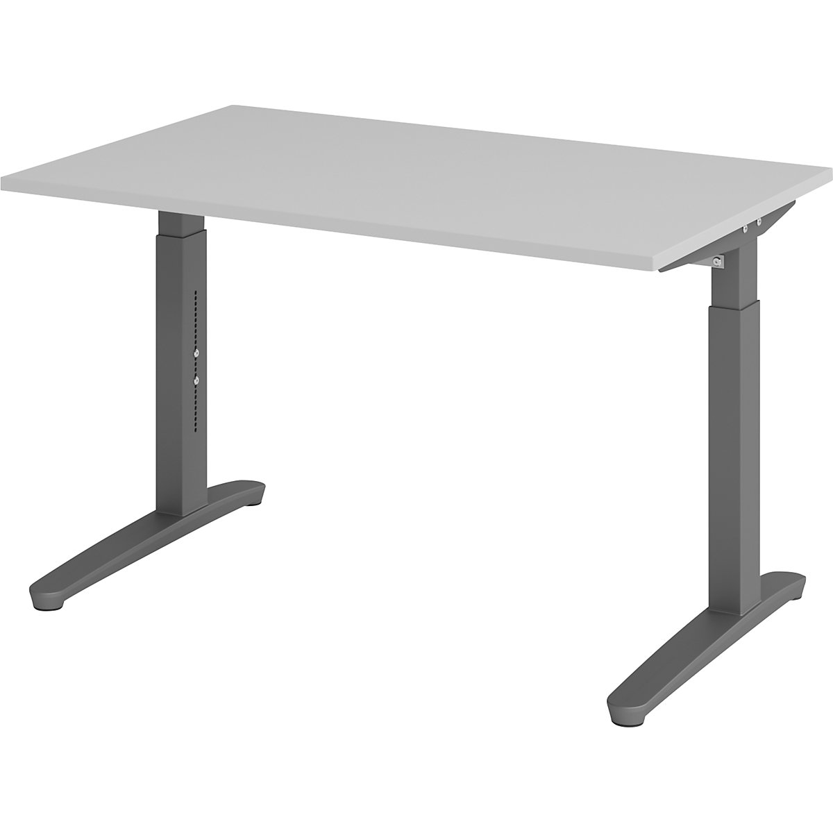 Scrivania con basamento a C ANNY – eurokraft pro, regolabile in altezza 650 – 850 mm, larghezza 1200 mm, grigio chiaro / grafite-0