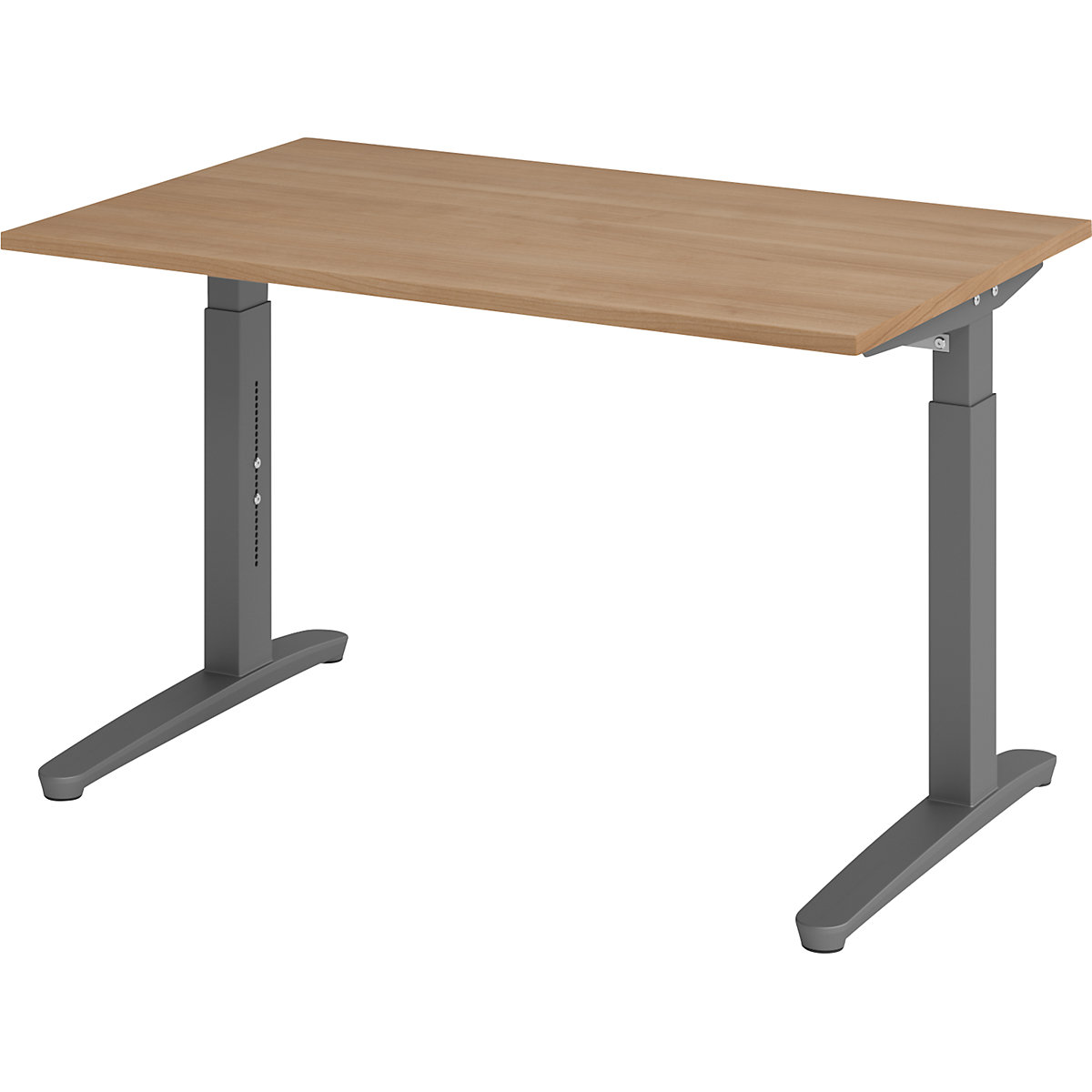 Scrivania con basamento a C ANNY – eurokraft pro, regolabile in altezza 650 – 850 mm, larghezza 1200 mm, simil-noce / grafite-0