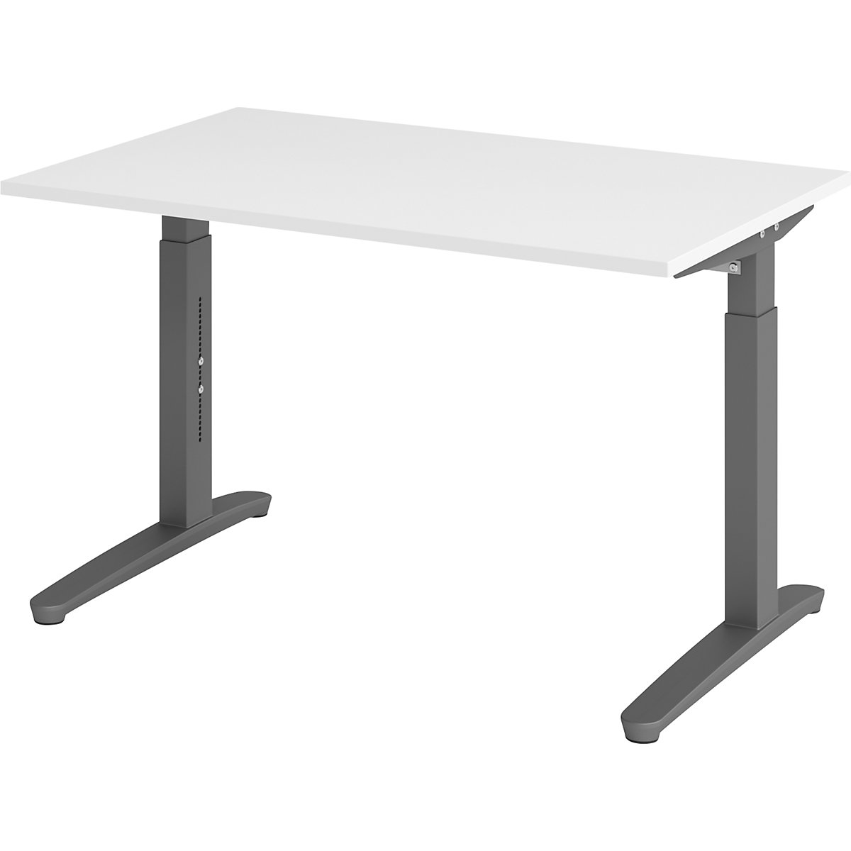 Scrivania con basamento a C ANNY – eurokraft pro, regolabile in altezza 650 – 850 mm, larghezza 1200 mm, bianco / grafite-0