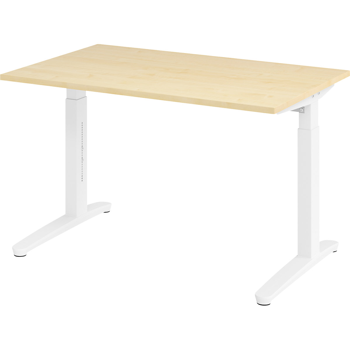 Scrivania con basamento a C ANNY – eurokraft pro, regolabile in altezza 650 – 850 mm, larghezza 1200 mm, simil-acero / bianco-0