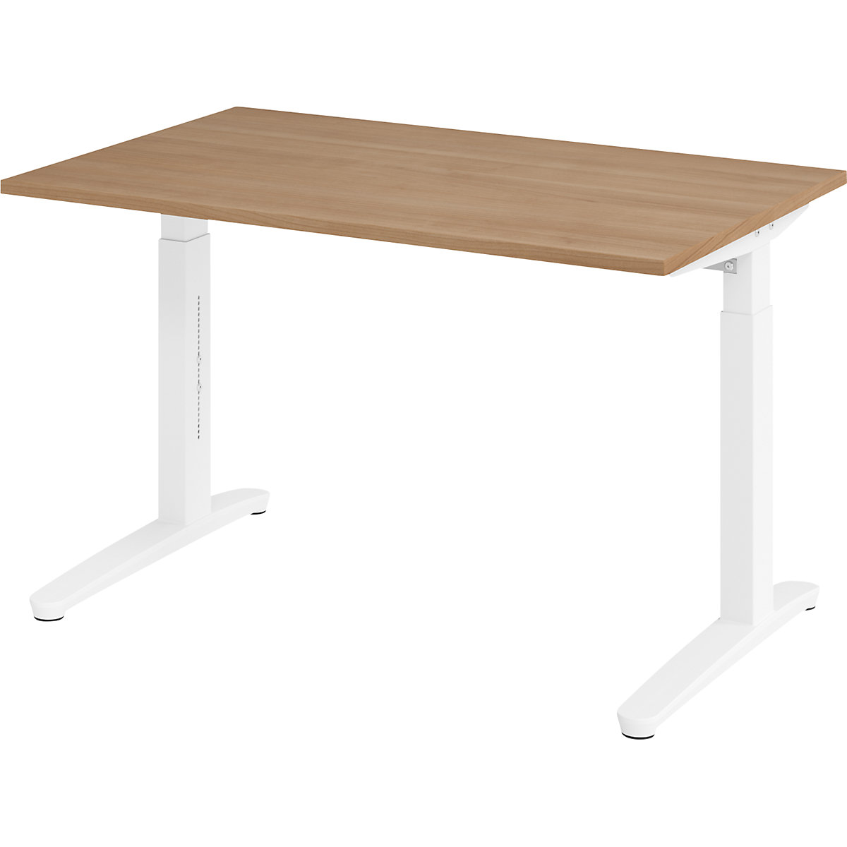 Scrivania con basamento a C ANNY – eurokraft pro, regolabile in altezza 650 – 850 mm, larghezza 1200 mm, simil-noce / bianco-0