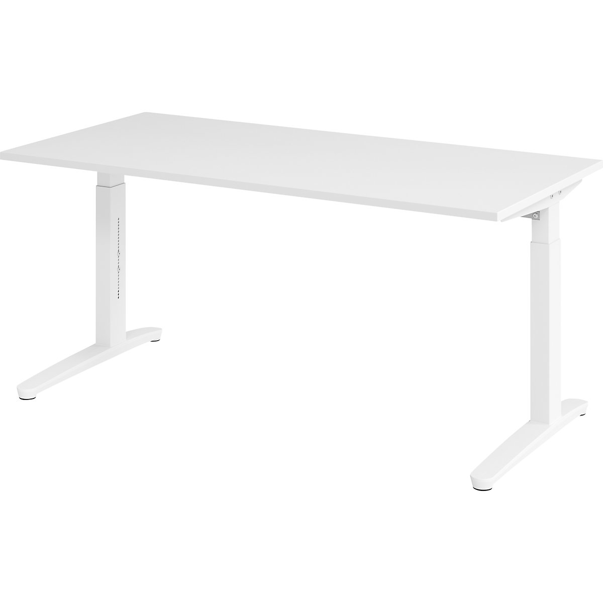 Scrivania con basamento a C ANNY – eurokraft pro, regolabile in altezza 650 – 850 mm, larghezza 1600 mm, bianco / bianco-0