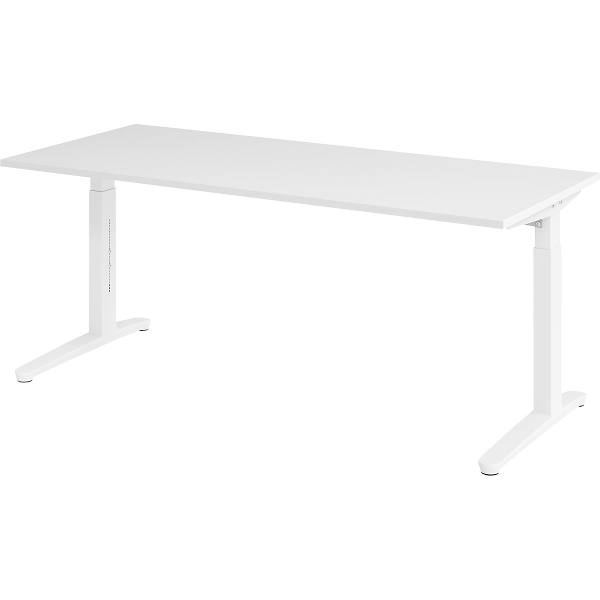 Scrivania con basamento a C ANNY – eurokraft pro, regolabile in altezza 650 – 850 mm, larghezza 1800 mm, bianco / bianco-0