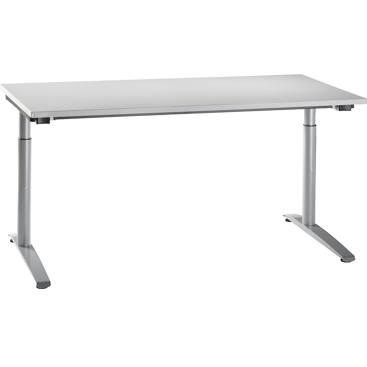 Scrivania con basamento a C HANNA, regolabile in altezza 650 – 850 mm, larghezza 1600 mm, grigio chiaro-0