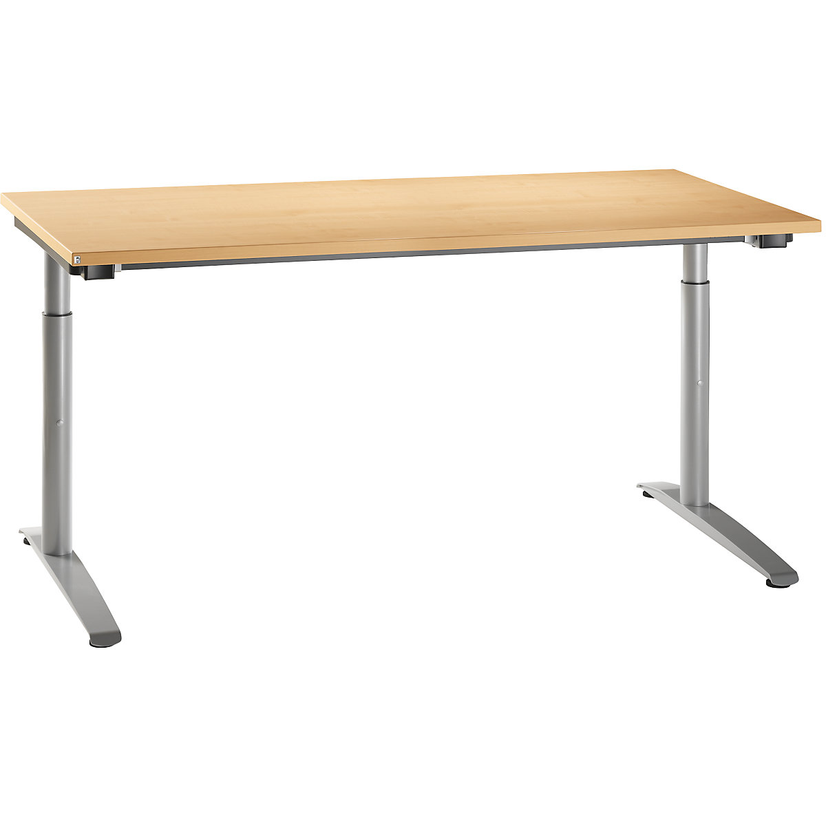 Scrivania con basamento a C HANNA, regolabile in altezza 650 – 850 mm, larghezza 1600 mm, simil-faggio-0